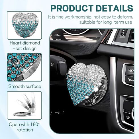Bling Car Engine Start Button Cover, Cute Heart Shape Diamond Ignition Button Cover Sticker, Sparkly Rhinestone Push to Start Button Decoration Decal for Women Girls (Gradient Blue) in Saudi Arabia