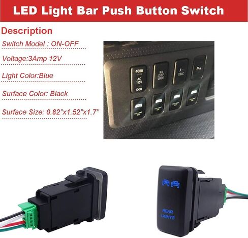 LED Light Push Switch Blue Backlit On/Off Compatible with Toyota Tacoma Tundra 4Runner 2010-2019 Rear Light Symbol in Saudi Arabia