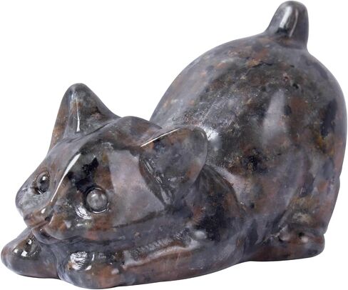 2 Inch Black Obsidian Cat Crystal Figurines, Kitten Statues for Kitten Lovers and Collectibles, Cat Decor Fingurines for Home Desk Office, Carved Healing Crystal Reiki Animal Gifts for Women in Saudi Arabia