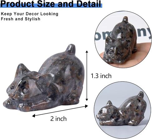 2 Inch Black Obsidian Cat Crystal Figurines, Kitten Statues for Kitten Lovers and Collectibles, Cat Decor Fingurines for Home Desk Office, Carved Healing Crystal Reiki Animal Gifts for Women in Saudi Arabia
