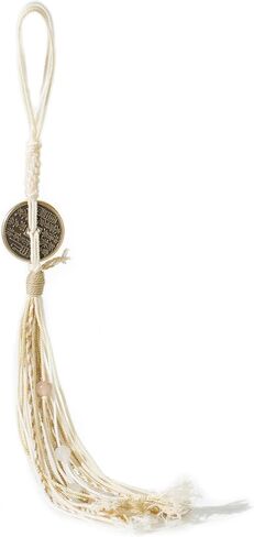 Long Tassel Bag Charms Tradition Vintage Lucky Handmade DIY Material Hanging Ornament Decoration Backpack Charm for Women Men (Beige) in Saudi Arabia