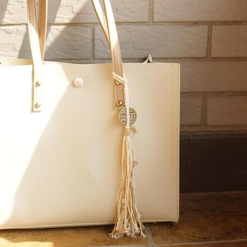 Long Tassel Bag Charms Tradition Vintage Lucky Handmade DIY Material Hanging Ornament Decoration Backpack Charm for Women Men (Beige) in Saudi Arabia