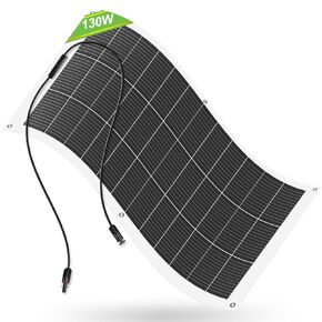 ECO-WORTHY 2 قطعة 130 واط 12 فولت (260 واط) ألواح شمسية مرنة مقاومة للماء أحادية البلورية لوحة شمسية خفيفة الوزن للمركبات الترفيهية والقوارب والمقصورة والأسقف والأسطح المنحنية