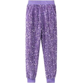 Welaken Girls Sequin Spectants Kid Sparkle مرنة الرقص رقص الحفلات مع البطانة