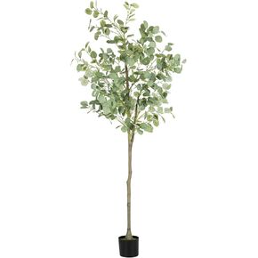 Artificial Eucalyptus Tree,6Ft Tall Fake Potted Tree Silk Faux Eucalyptus Tree with Plastic Nursery Pot, Artificial Plants for Home Office Indoor Decor