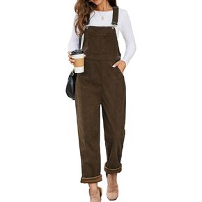 COZYPOIN Women's Corduroy Overalls Wide Leg Jumpsuits Loose Fit Adjustable Straps Bib Pants with Pockets