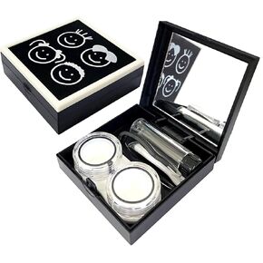 Contact Lens Case Travel Size, Eye Contact Case with Mirror, Solution Bottle, Removal Tool Kit for Daily Outdoor Use (White)