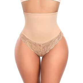 Thong Shapewear Tummy Control for Women Mid Waist Body Shaper Underwear Lace Shaping Thongs Slimming Girdle Panties