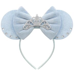 Trnerm Crown Princess Headband with Blue Mouse Ears for Women and Girls