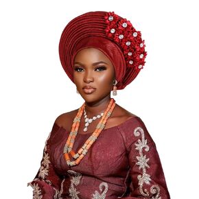 Exquisite African Turbans, Hats, and Nigerian Gele Headties Stylish African Head Wraps and Auto Gele Head Ties (Black, One size)