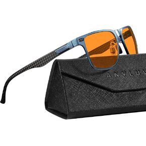 ANYLUV Blue Light Glasses Men, Upgraded Carbon Fiber Temple Gaming Computer Glasses for Men Women Anti Eye Strain Clear Lens