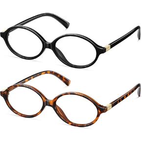 Oval Retro Blue Light Blocking Glasses for Women Men Vintage Fashion 90s Small Face Computer Screen Gaming TV Phones Anti Eyestrain & UV Glare Glasses Non-prescription