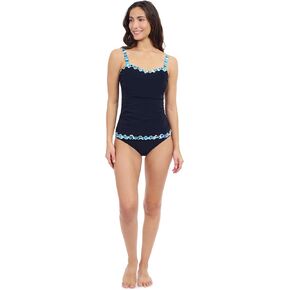 Profile by Gottex Women Solid Black Tricolore E Cup Tankini with Underwire Foam, Built-in Bra, and Full Lining Swim Essential