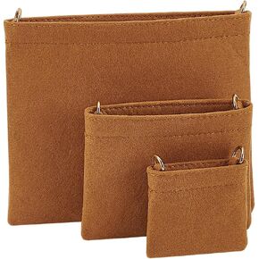 WADORN 3Pcs 3 Sizes Felt Purse Insert Organizer, Envolope Bag Felt Organizer Purse Insert for LV 3-in-1 Envelope Bag Handbag Crossbody Bag Conversion Inserts with D Ring for Envelope Handbag, Black