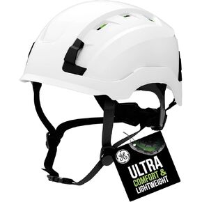 GE Patented Design Safety Helmet Vented, No EPS Foam, Impact Absorbing Technology, Reduces Heat Stress, Adjustable Ratchet System, Hard Hat with Memory Foam Padding, ANSI Type 1 Class C, White GH400W