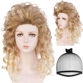 ANOGOL Hair Cap+Orange Curly Wig For Princess Costume, Copper Wig Red Orange Long For Halloween Costume Cosplay Wig Anime Cosplay, Peluca Rizada Naranja Curly Wig For Halloween Party