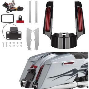 2014-2023 Fender Fender Fascia w/LED لإيقاف/ذيل/انعطاف أضواء الإشارة تناسب Harley Touring Road Road Glide Glide Glide Glide Ultra Limited (العدسة السوداء)