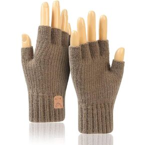 Winter men's and women's alpaca thick half-finger gloves wool knitted cold warm gloves