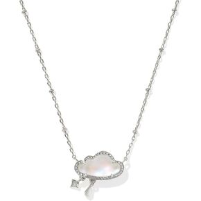 Kendra Scott Celeste Cloud Short Pendant Necklace, Silver-Plated Brass, Matte Dichroic Glass, Fashion Jewelry for Women
