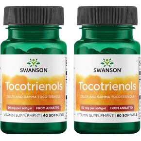 Swanson Deltagold Tocotrienols - Annatto & Vitamin E Tocotrienols - 99 ٪ خالية من توكوفيرول (60 ناعمة ، 50 ملغ لكل منهما) (2 حزمة)
