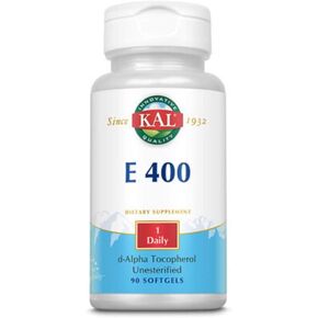 KAL E-400 D-Alpha Tocopherol 400 IU Softgels, 90 Count