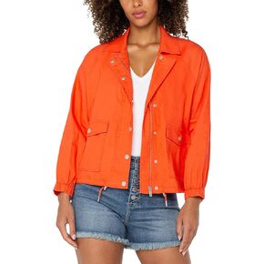 Liverpool Los Angeles Women's Raglan Sleeve Jacket With Cinch Hem, Clementine, Small