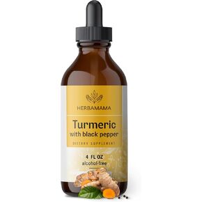 HERBAMAMA Turmeric Drops - Vegan Turmeric Curcumin with Black Peppe Extract for Uric Acid & Digestive Support - Non-GMO, Alcohol & Sugar-Free Liquid Antioxidant Supplement, 21-Day Supply
