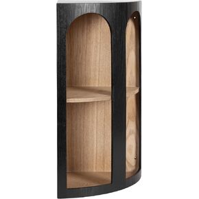 Kate and Laurel Elloree Modern Corner Shelf Cabinet للتخزين والعرض ، 16 × 11 × 24 ، تخزين زاوية أسود وطبيعي ، انتقالي لاستخدامه كرفوف غرفة المعيشة أو تصميم غرفة النوم