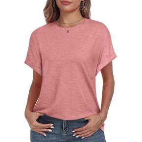 Womens Tops Summer Oversized T Shirts Short Sleeve Tunics Fashion Dressy Clothes Trendy Business Casual Outfits 2025