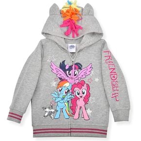 My Little Pony Rainbow Dash, Twilight Sparkle and Pinkie Pie Girls Zip Up Hoodie for Toddlers and Big Kids