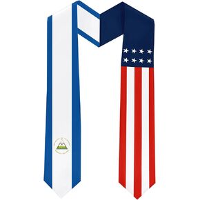 Nicaragua Flag International Students Graduation Sash Stole Scarves 180 X 13 CM/70 X 5 INCHES Double Sided Graduation Decoration Item