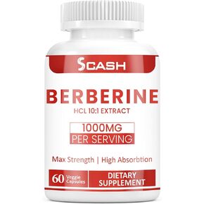 Scash Berberine HCL Berberis Aristata 500 mg لكل كبسولة نباتية غير محددة و GMO ، 60 كبسولات نباتية