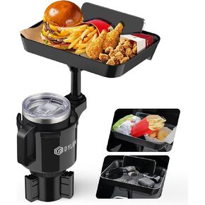 DYLEN Car Cup Holder Tray, Cup Holder Expander Adapter for Car, 9.5" Detachable Car Food Tray Table for Eating, Road Trip Essentials Fits Yeti, Hydro Flask 16-46 oz