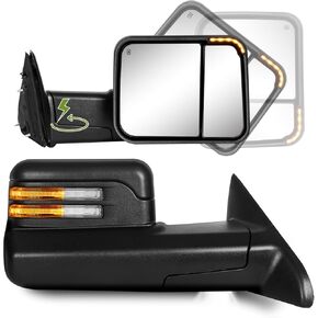 Power Fold Tow Elarrors for Dodge RAM 1500 (2009-2018) ، 2500 3500 (2010-2018) ، RAM Classic (2019-2024) مع طاقة مدفوعة الإشارة ببركة البوزة اليدوية.