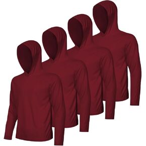4 Pack Men's UPF 50+ Sun Protection Hoodie Shirts Long Sleeve Shirts Quick Dry Lightweight for Running Workout Hiking Fishing