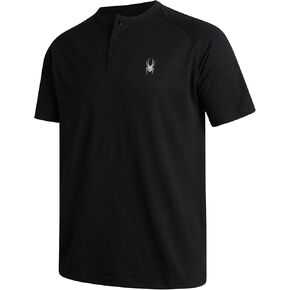 Spyder Mens Shirts - Moisture Wicking Short Sleeve Henley Shirts for Men - Lightweight Quick Dry Athletic Shirt (Sizes: S-XL)