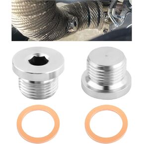 2pcs M18x1.5 مستشعر قابس داخلي سداسي مع نحاس O-Ring ، ونظام عادم الختم المستشعر المستشعر من الفولاذ المقاوم للصدأ ، وملحقات السيارات العالمية لأنابيب عادم الدراجات النارية للسيارة ومستشعرها