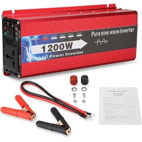 NIHAO 3000W Power Inverters DC 12V to 110V AC Converter with LCD Display, 2 International Socket and Battery Clips for Home, RV, Outdoor, Camping, Boat