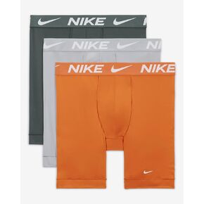 Nike Men's Essential Micro Boxer Briefs 3 Pack - Safety Orange/Wolf Grey/V Green, Medium