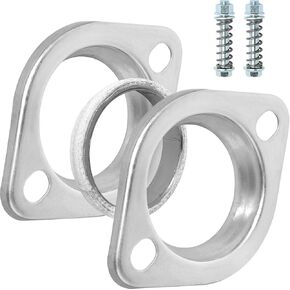 2.5" Exhaust Collector Flange and Donut Gasket Kit, 2 Bolt 2.5 inch/63.5mm Collector Manifold Flange Donut Manifold Gasket with Exhaust Manifold Bolts and Nuts Kit with Springs(2 Pcs Flange)