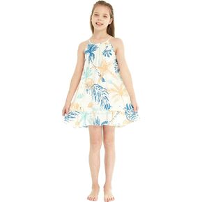 Girl Hawaiian Round Neck Dress in Sunset
