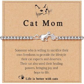 Cat Mom Gifts With Heartfelt Message Card Cute Cat Bracelet