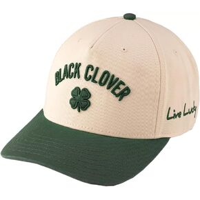Black Clover Standard Timeless 3 Adjustable Hat, Crème/Green Hat/3D Embroidery