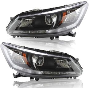 تجميع الأماكن الأمامية لائحة لعام 2013 2014 2015 Honda Accord 4-Door Sedan Halogen مصابيح الأمامية مع DRL-Resender Driver & Passenger Side