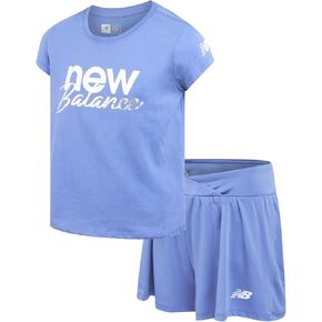 New Balance Girls' Active Skort Set - 2 Piece Short Sleeve T-Shirt and Performance Tennis Scooter Skirt (Sizes: 7-12) in Kuwait