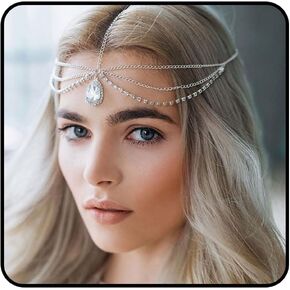 Catery رأس سلسلة المجوهرات كريستال بوهيميا سلسلة شعر العروس رأس الزفاف فستان رينستون رأس هالوين عيد الميلاد مجوهرات الشعر للنساء