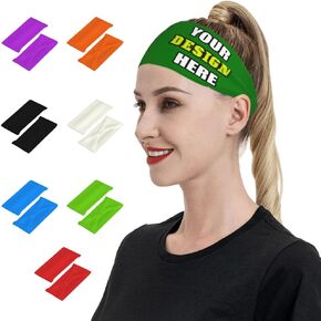 Custom Sport Headbands for Women & Men, Personalized Workout Sweatbands with Your Photo Name Logo, Customize Headwraps Hair Bands for Gym, Running, Cycling