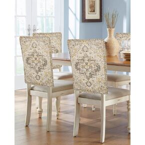 Beige Boho Chair Covers Set of 4 for Dining Room, Vintage Geometric Abstract Art Aesthetics Chair Back Cover Removable Kitchen Chair Slipcovers Seat Protector for Party Banquet Christmas Decorations