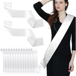 40 Pack White Sashes for Pageants, Blank Satin Sash Plain Custom Sash Birthday Sash Prom Queen Sash Senior Sash 2025 DIY Homecoming Sashes for Graduation Bridal Shower Wedding Party Decor Supplies