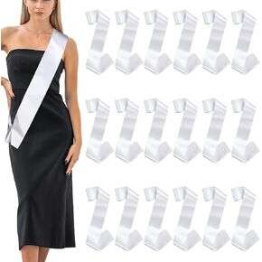 DIVINA VITAE 25 Pcs Blank Sash White Sashes Blank Plain Satin Sashes Bulk for Pageants 2025 Senior Sublimation Blanks Sash to Decorate for Women Beauty Wedding Birthday Homecoming Prom Party Decor